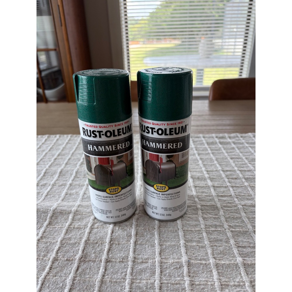 (2) Rust-Oleum Hammered Deep Green Spray Paint New Discontinued